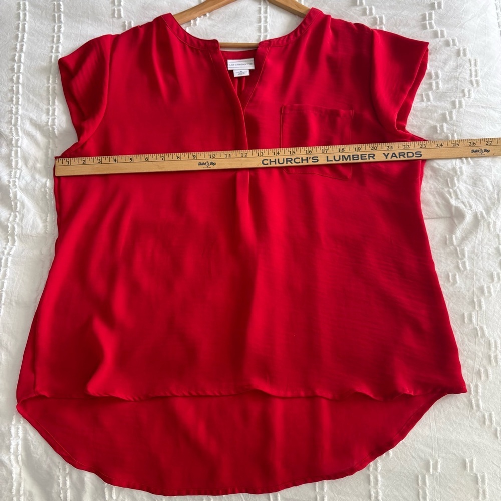 Liz Claiborne Scarlet V-Neck Sheer Blouse - Picture 7 of 9